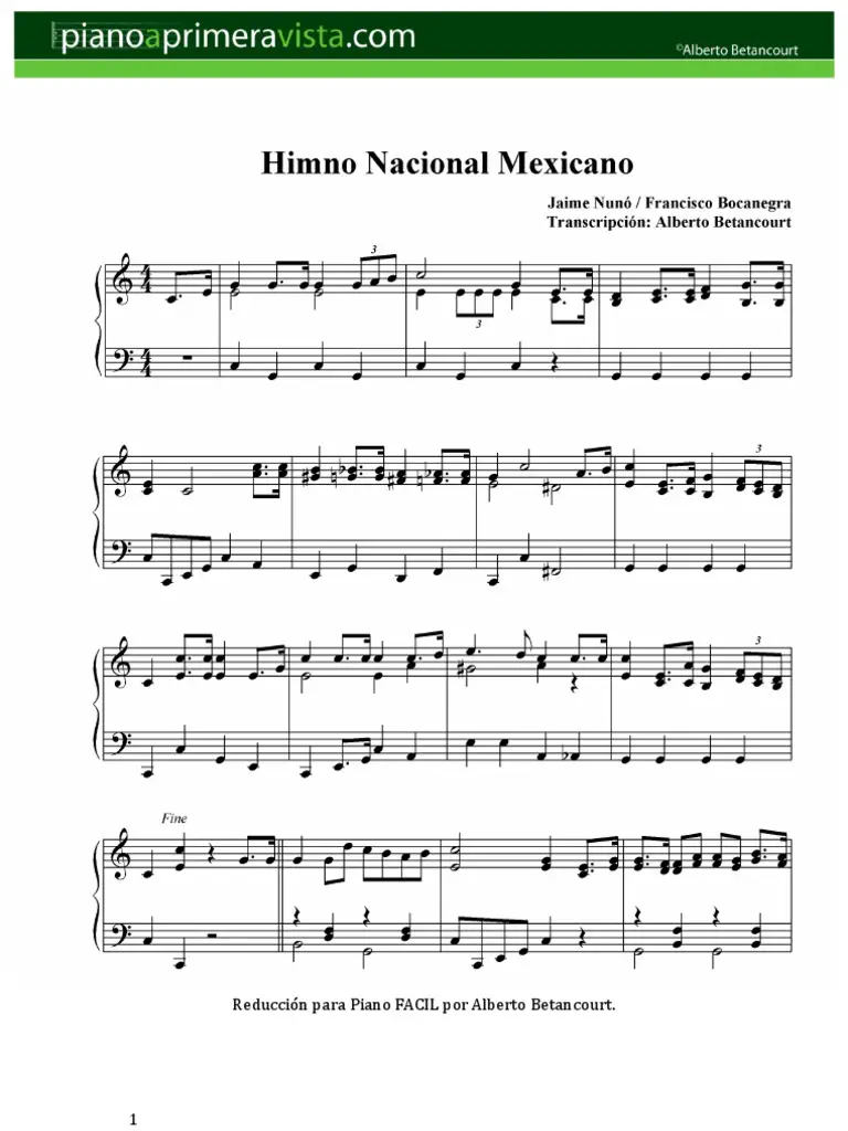 Acordes De Himno Nacional Mexicano Facil Para Guitarra Piano Y Ukelele